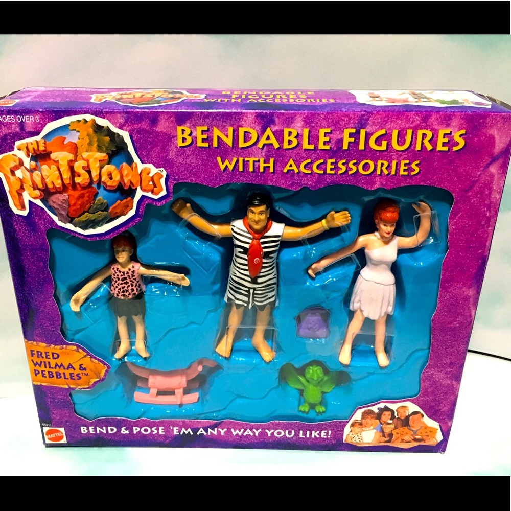 THE FLINTSTONES 1993 Bendable Figure 6 Pc Set